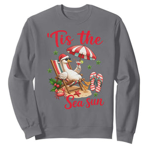 Funny Christmas In July Goose Sweatshirt Tropical Summer Beach Party TS12 Charcoal Print Your Wear