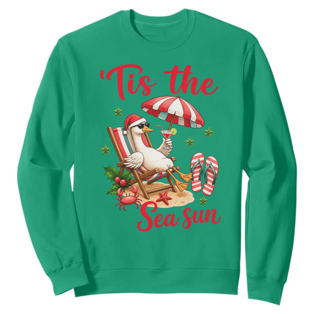 Funny Christmas In July Goose Sweatshirt Tropical Summer Beach Party TS12 Irish Green Print Your Wear