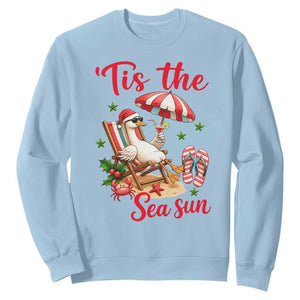 Funny Christmas In July Goose Sweatshirt Tropical Summer Beach Party TS12 Light Blue Print Your Wear