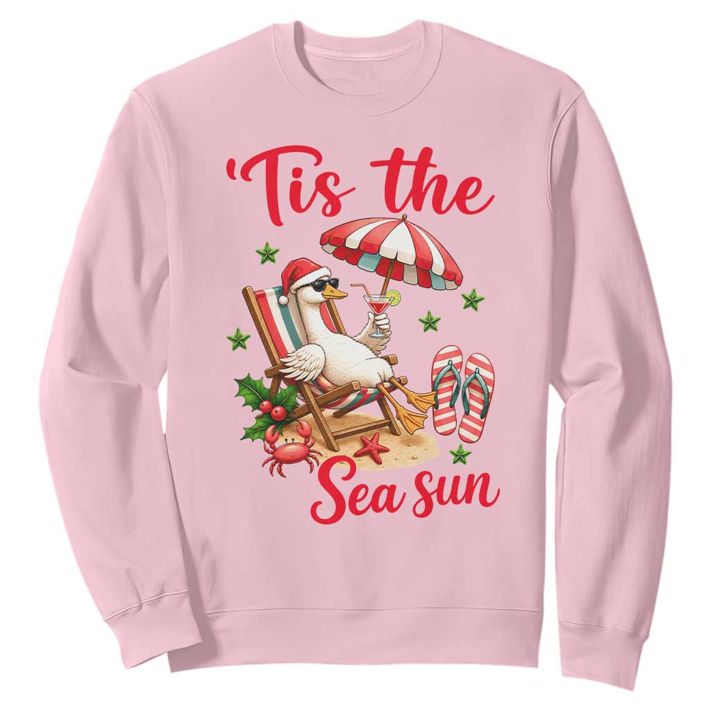 Funny Christmas In July Goose Sweatshirt Tropical Summer Beach Party TS12 Light Pink Print Your Wear