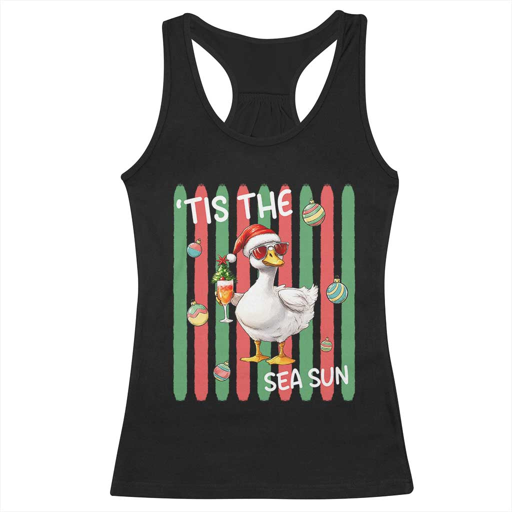 Funny Christmas In July Goose Racerback Tank Top Tis The Sea Sun TS12 Black Print Your Wear