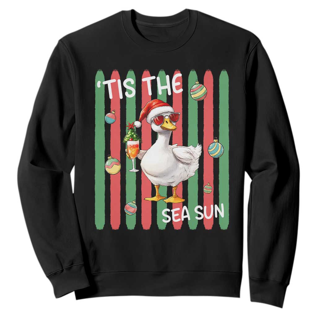 Funny Christmas In July Goose Sweatshirt Tis The Sea Sun TS12 Black Print Your Wear