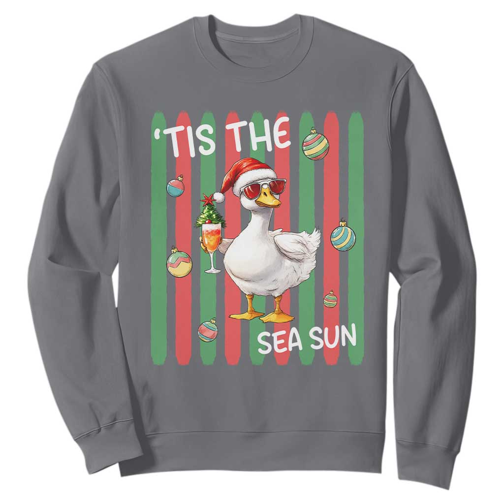Funny Christmas In July Goose Sweatshirt Tis The Sea Sun TS12 Charcoal Print Your Wear