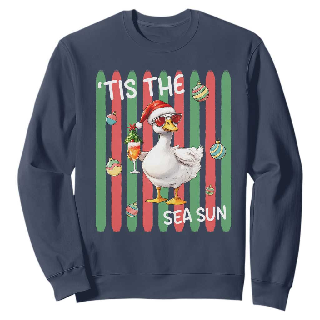 Funny Christmas In July Goose Sweatshirt Tis The Sea Sun TS12 Navy Print Your Wear