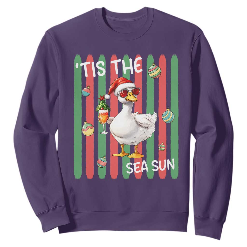 Funny Christmas In July Goose Sweatshirt Tis The Sea Sun TS12 Purple Print Your Wear