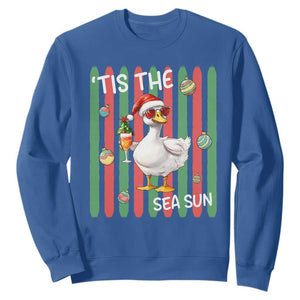 Funny Christmas In July Goose Sweatshirt Tis The Sea Sun TS12 Royal Blue Print Your Wear
