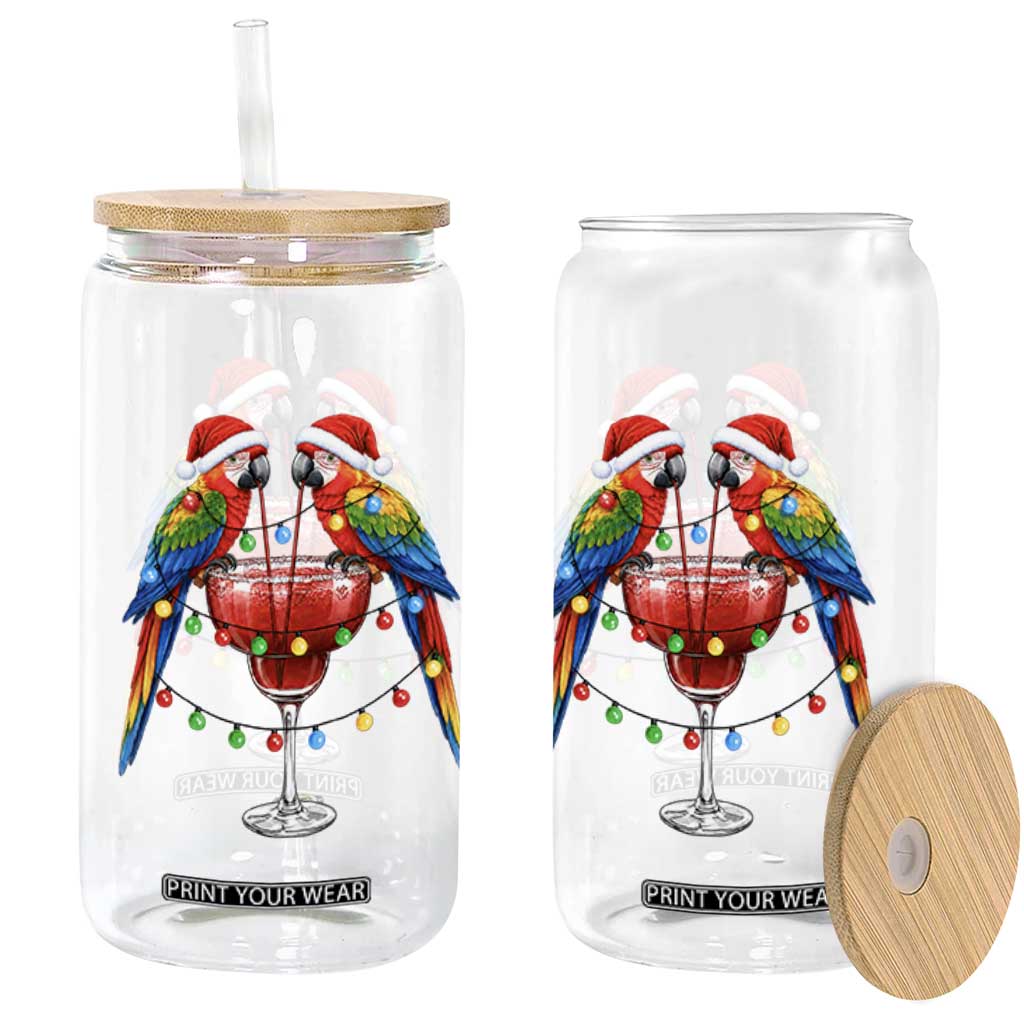 Christmas In July Parrots Glass Can Summer Beach Party Gift TS12 Print Your Wear