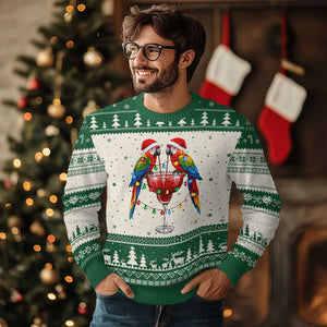 Christmas In July Parrots Ugly Christmas Sweater Summer Beach Party Gift TS12 Beige Green Print Your Wear