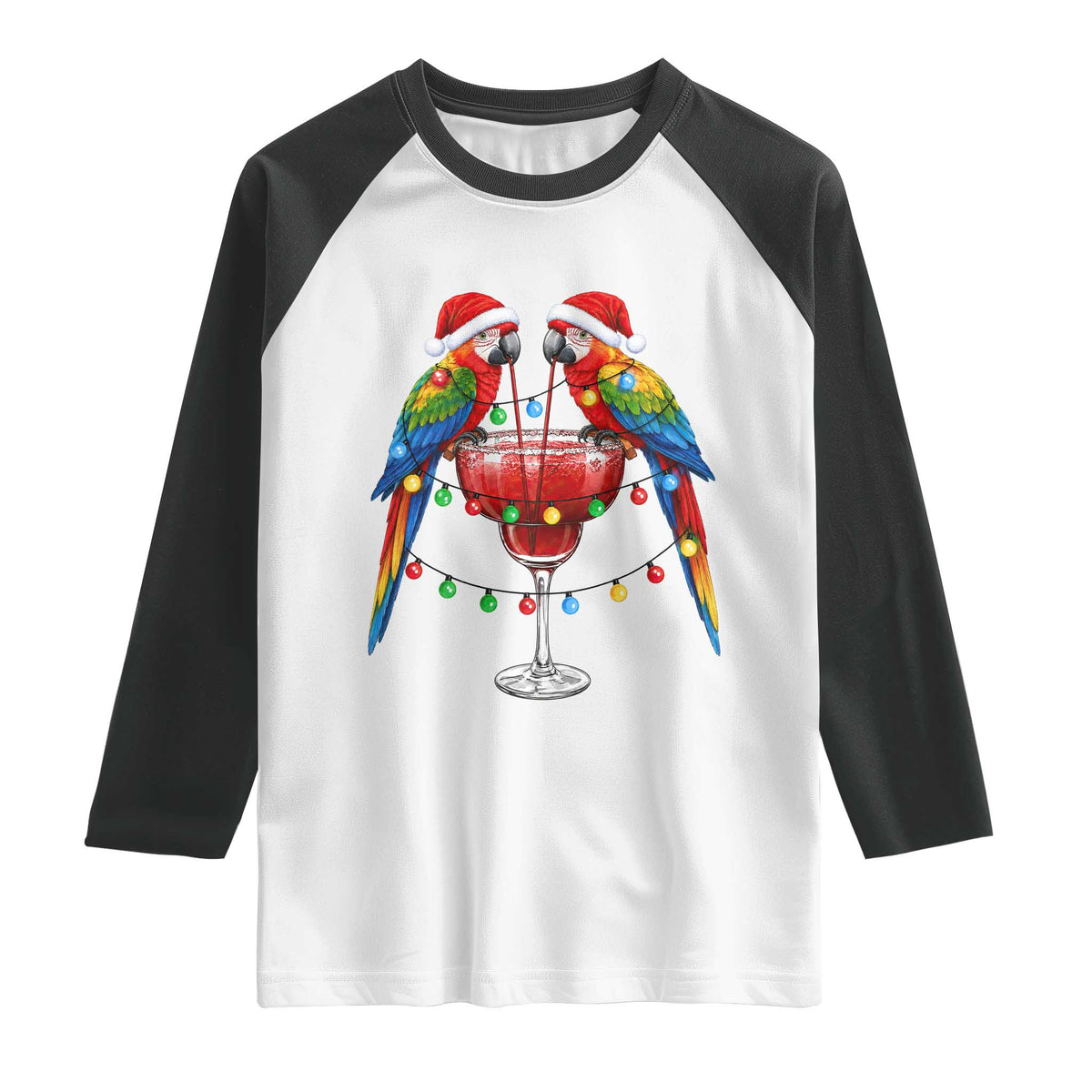 Christmas In July Parrots Raglan Shirt Summer Beach Party Gift TS12 White Black Print Your Wear