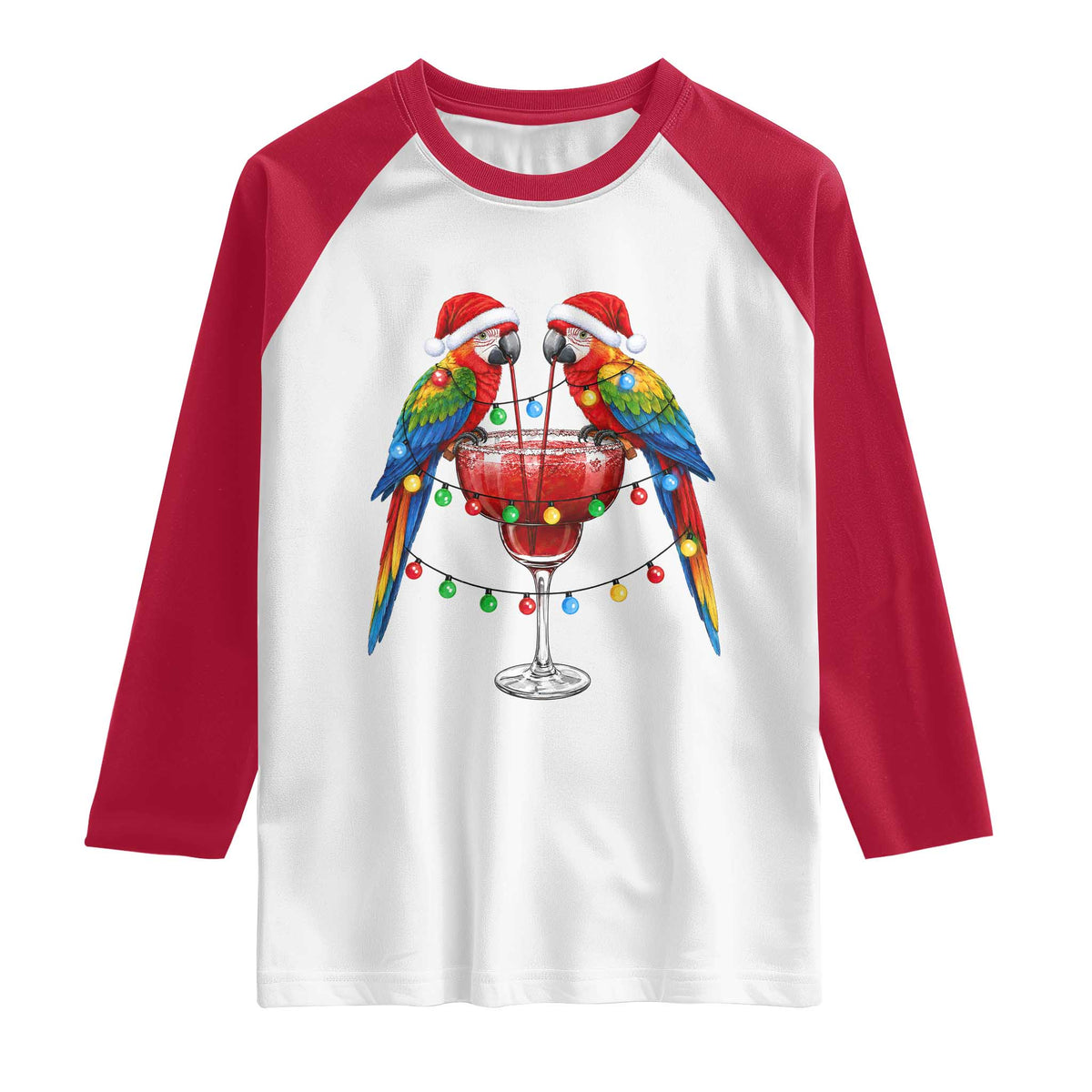 Christmas In July Parrots Raglan Shirt Summer Beach Party Gift TS12 White Red Print Your Wear