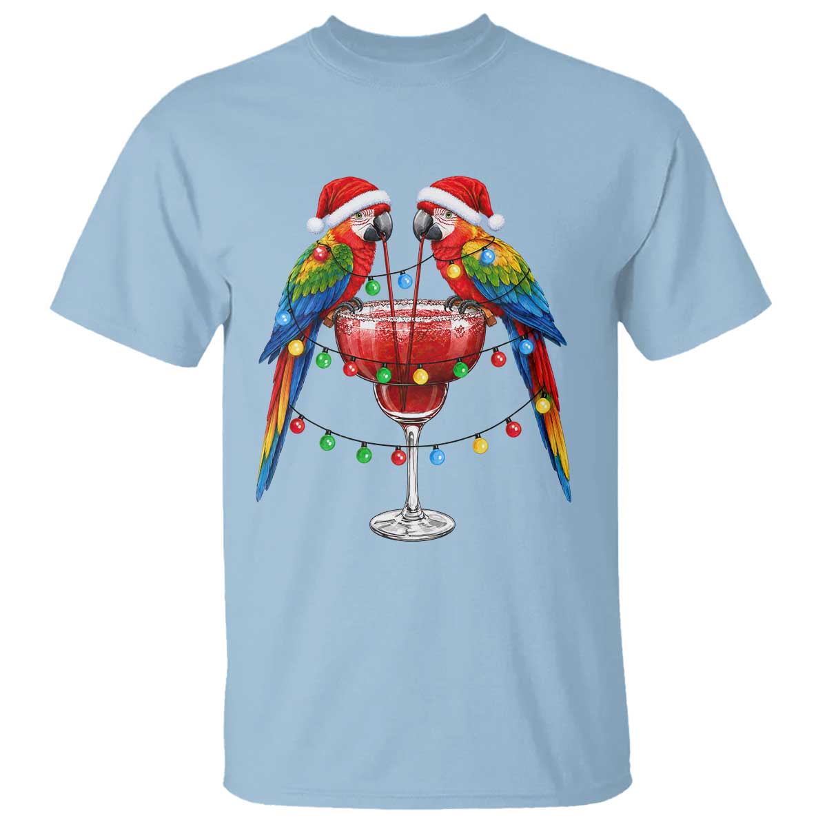 Christmas In July Parrots T Shirt Summer Beach Party Gift TS12 Light Blue Print Your Wear