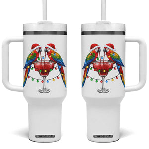 Christmas In July Parrots Tumbler With Handle Summer Beach Party Gift TS12 One Size: 40 oz White Print Your Wear