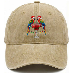 Christmas In July Parrots Washed Cotton Baseball Cap Summer Beach Party Gift TS12 Print Your Wear