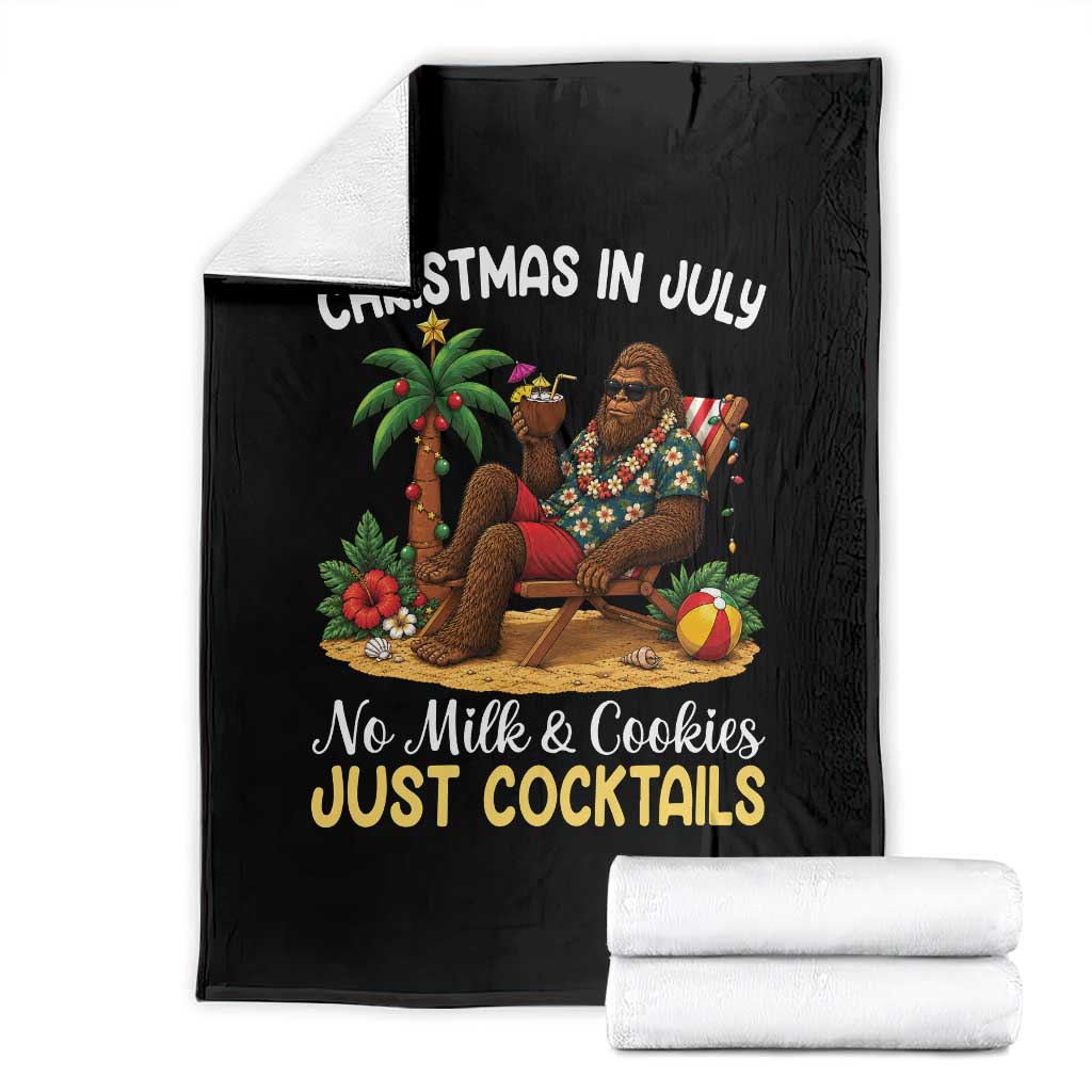 Funny Christmas In July Bigfoot Throw Blanket No Milk And Cookies Just Cocktails TS12 Black Print Your Wear