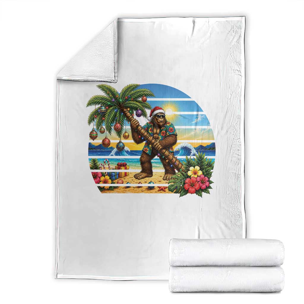 Funny Christmas In July Bigfoot Throw Blanket Tropical Vacation Graphic TS12 White Print Your Wear