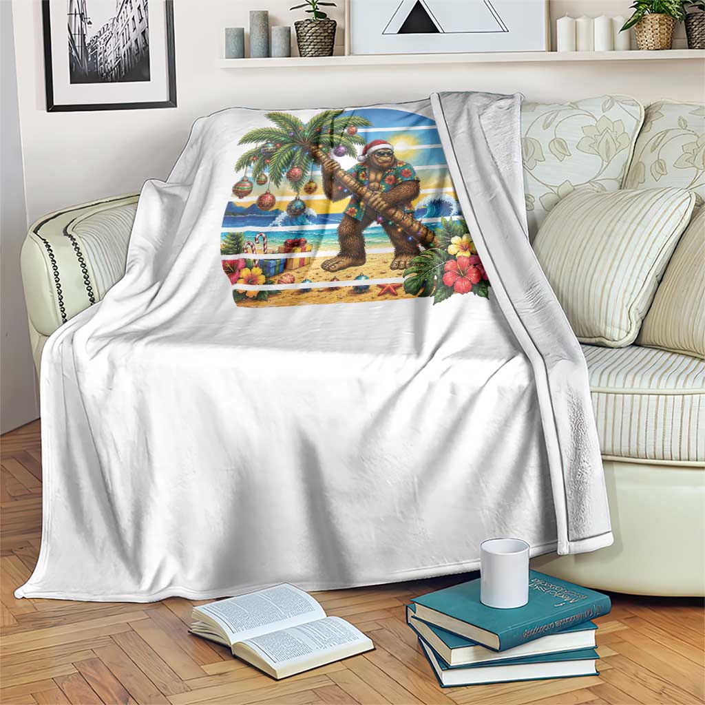 Funny Christmas In July Bigfoot Throw Blanket Tropical Vacation Graphic TS12 Print Your Wear