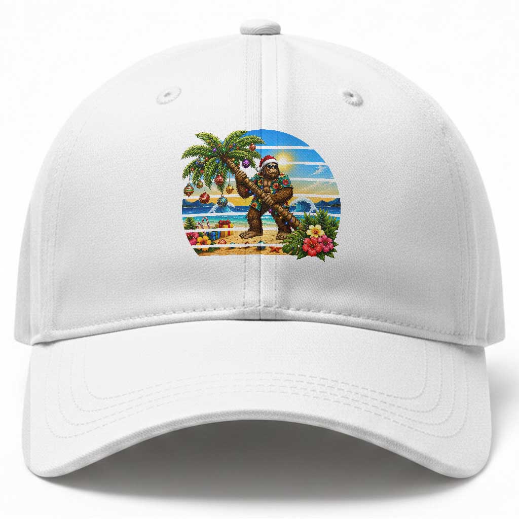 Funny Christmas In July Bigfoot Baseball Cap Tropical Vacation Graphic TS12 Print Your Wear