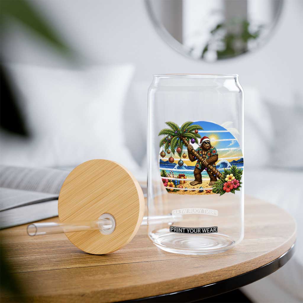 Funny Christmas In July Bigfoot Glass Can Tropical Vacation Graphic TS12 Print Your Wear