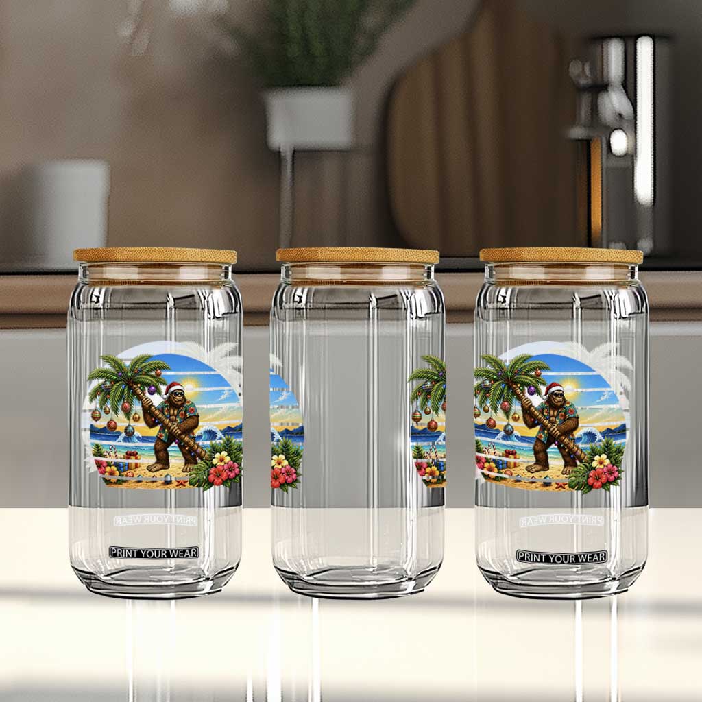Funny Christmas In July Bigfoot Glass Can Tropical Vacation Graphic TS12 Print Your Wear
