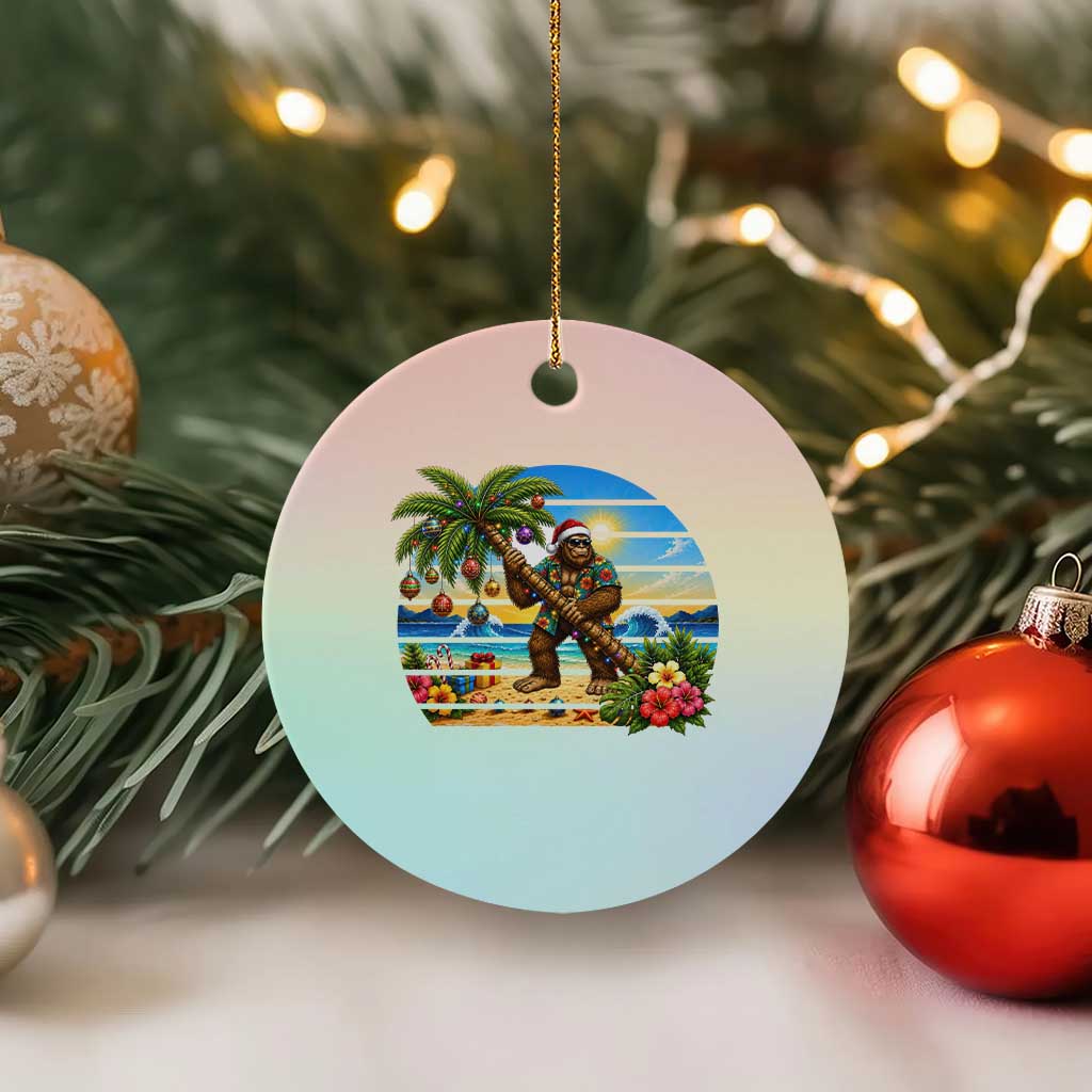 Funny Christmas In July Bigfoot Ceramic Ornament Tropical Vacation Graphic TS12 1pc Pastel Print Your Wear