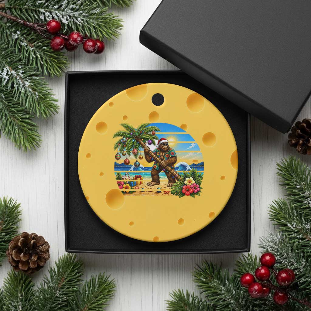Funny Christmas In July Bigfoot Ceramic Ornament Tropical Vacation Graphic TS12 1pc Yellow Cheese Print Your Wear