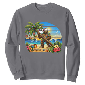 Funny Christmas In July Bigfoot Sweatshirt Tropical Vacation Graphic TS12 Charcoal Print Your Wear