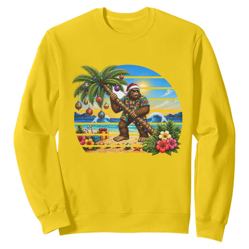 Funny Christmas In July Bigfoot Sweatshirt Tropical Vacation Graphic TS12 Daisy Print Your Wear
