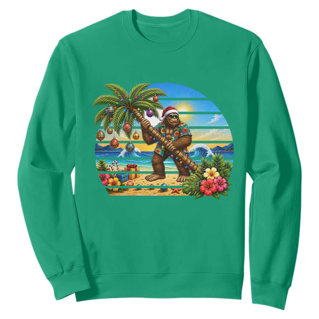 Funny Christmas In July Bigfoot Sweatshirt Tropical Vacation Graphic TS12 Irish Green Print Your Wear