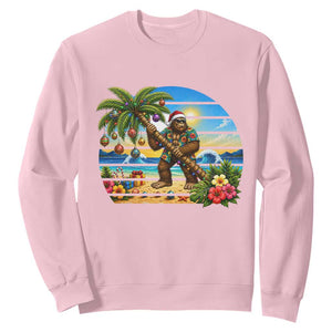 Funny Christmas In July Bigfoot Sweatshirt Tropical Vacation Graphic TS12 Light Pink Print Your Wear