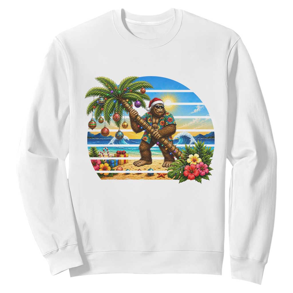 Funny Christmas In July Bigfoot Sweatshirt Tropical Vacation Graphic TS12 White Print Your Wear
