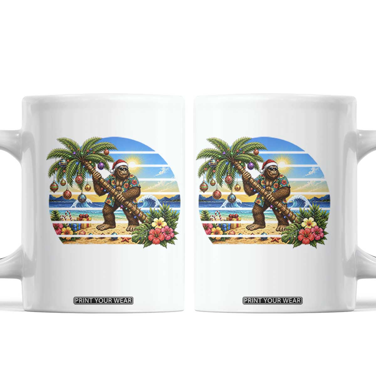 Funny Christmas In July Bigfoot Coffee Mug Tropical Vacation Graphic TS12 White Print Your Wear