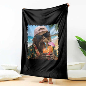 Funny Hawaiian Bigfoot Throw Blanket Tropical Beach Party Graphic TS12 Print Your Wear