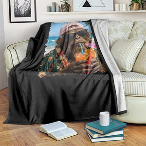 Funny Hawaiian Bigfoot Throw Blanket Tropical Beach Party Graphic TS12 Print Your Wear