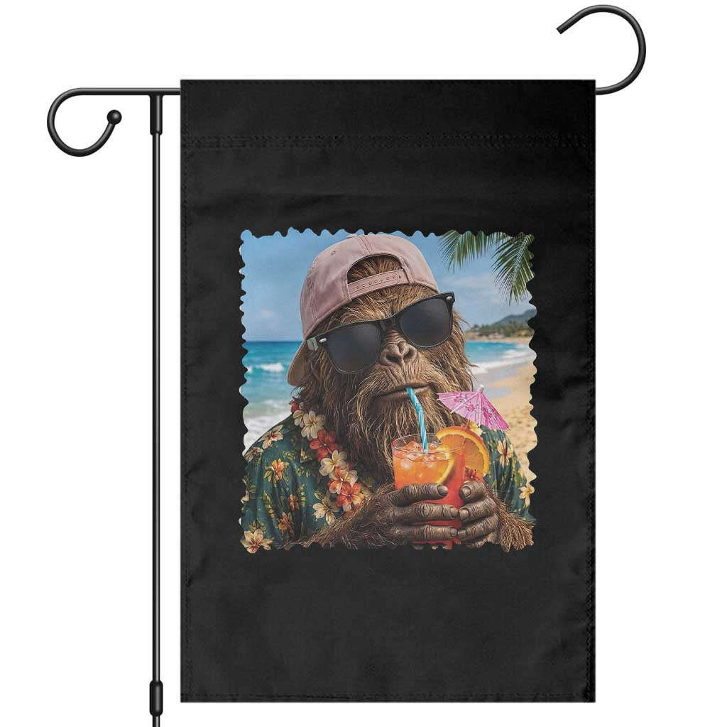 Funny Hawaiian Bigfoot Garden Flag Tropical Beach Party Graphic TS12 Black Print Your Wear