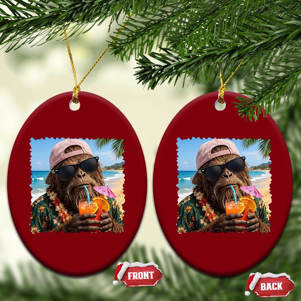 Funny Hawaiian Bigfoot Ceramic Ornament Tropical Beach Party Graphic TS12 Print Your Wear