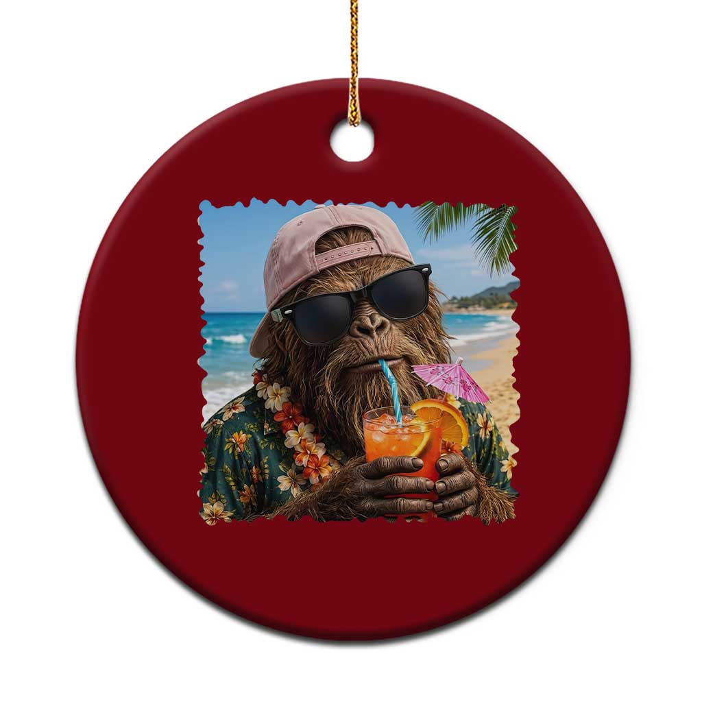 Funny Hawaiian Bigfoot Ceramic Ornament Tropical Beach Party Graphic TS12 1pc Red Print Your Wear