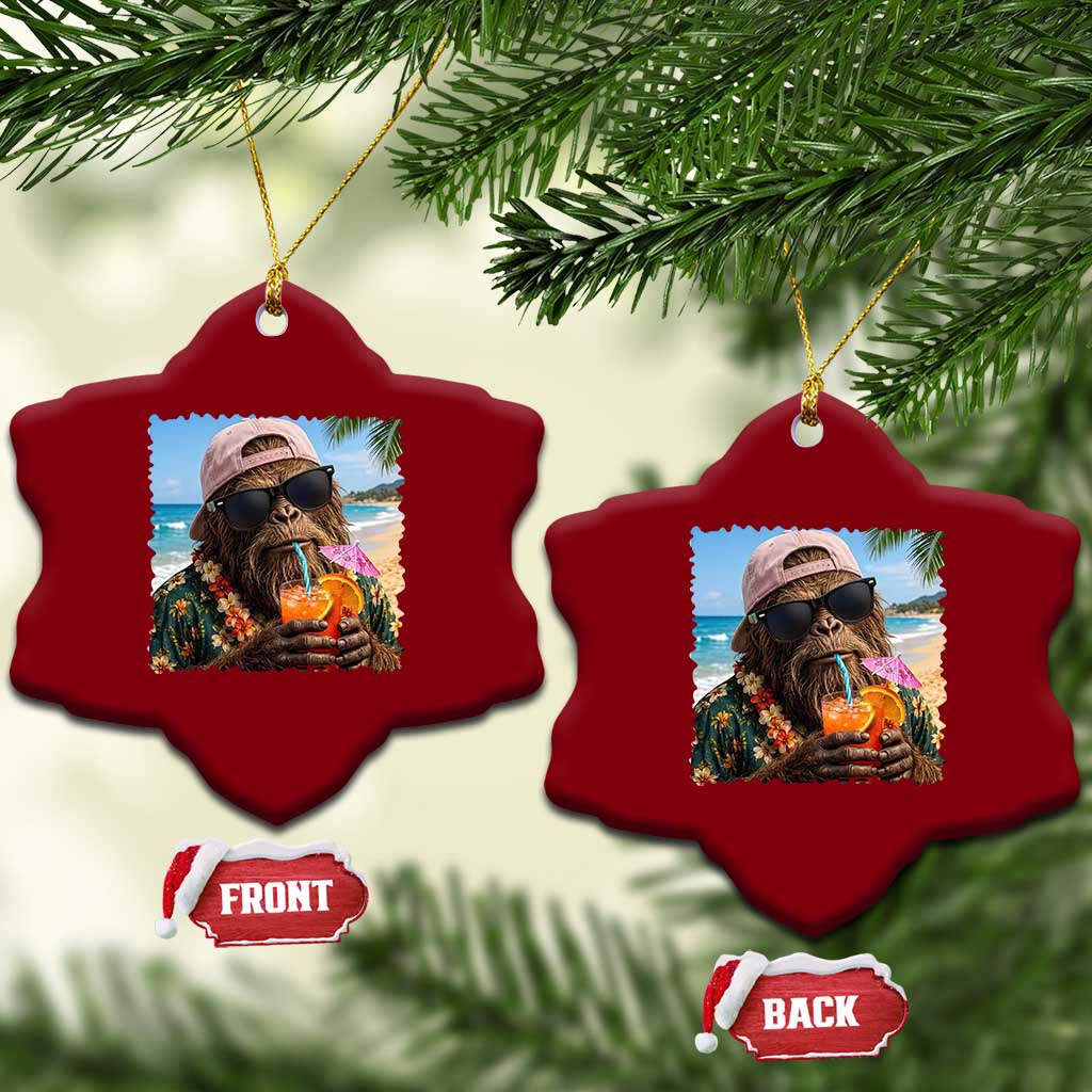 Funny Hawaiian Bigfoot Ceramic Ornament Tropical Beach Party Graphic TS12 Print Your Wear