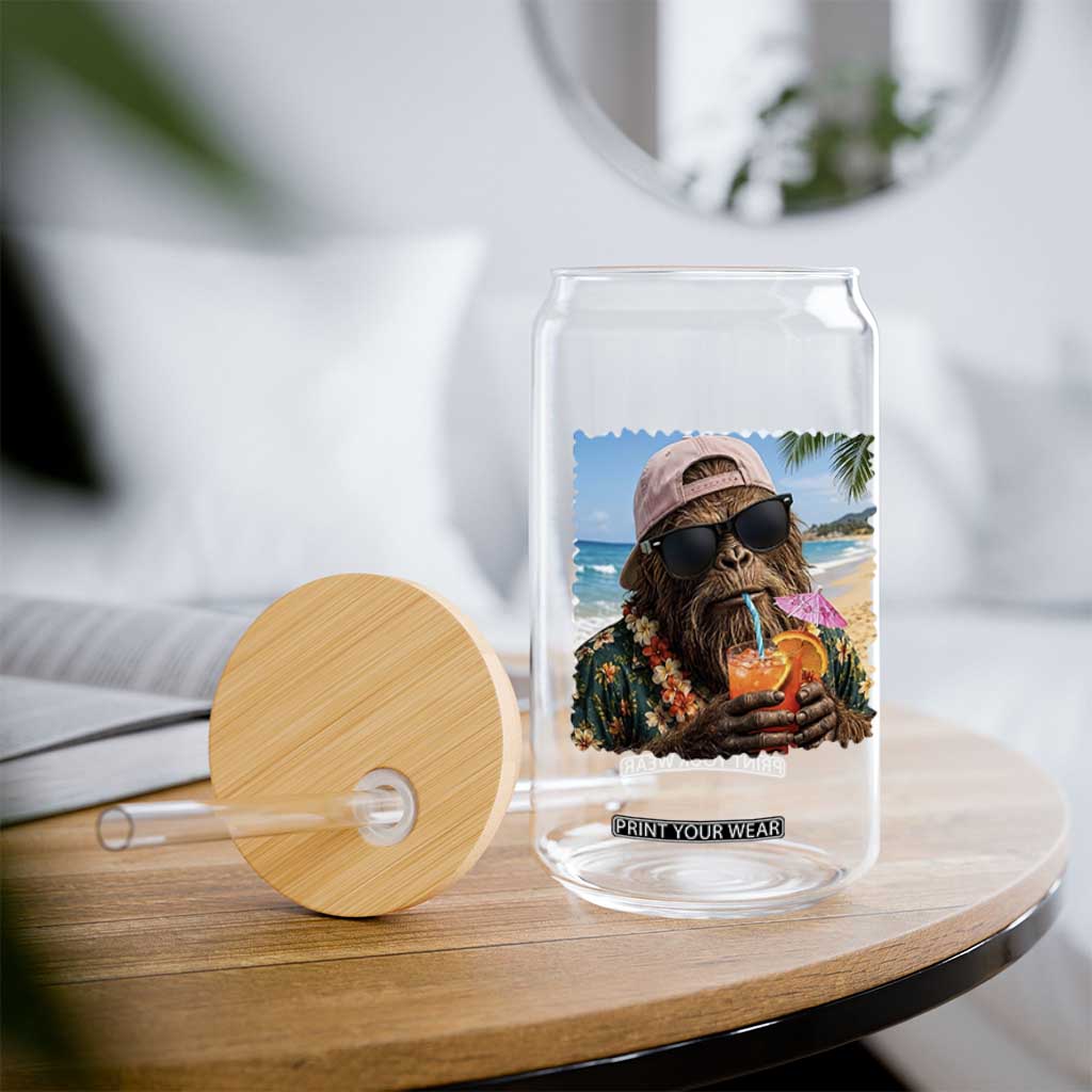 Funny Hawaiian Bigfoot Glass Can Tropical Beach Party Graphic TS12 Print Your Wear