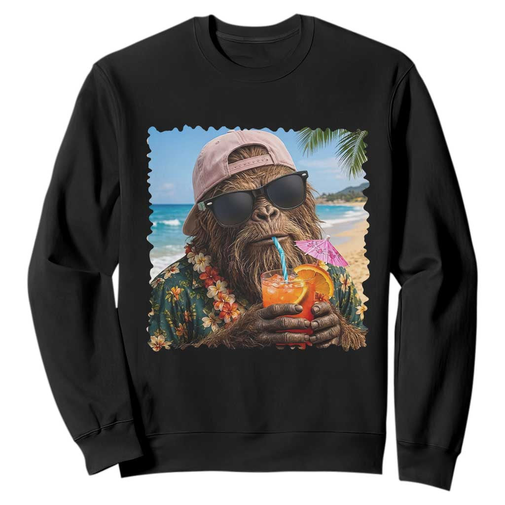 Funny Hawaiian Bigfoot Sweatshirt Tropical Beach Party Graphic TS12 Black Print Your Wear