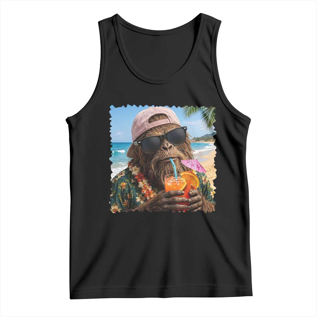Funny Hawaiian Bigfoot Tank Top Tropical Beach Party Graphic TS12 Black Print Your Wear