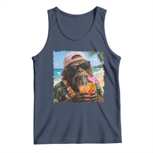 Funny Hawaiian Bigfoot Tank Top Tropical Beach Party Graphic TS12 Navy Print Your Wear