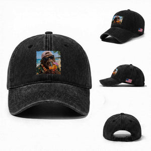 Funny Hawaiian Bigfoot Washed Cotton Baseball Cap Tropical Beach Party Graphic TS12 Washed Cap Universal Fit Black Print Your Wear
