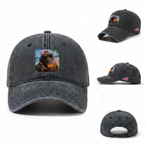 Funny Hawaiian Bigfoot Washed Cotton Baseball Cap Tropical Beach Party Graphic TS12 Washed Cap Universal Fit Dark Gray Print Your Wear