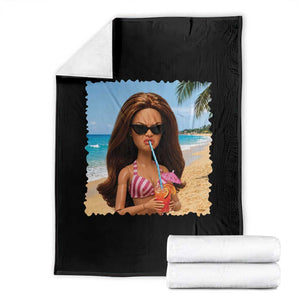 Funny Summer Doll Face Meme Throw Blanket Tropical Beach Party Graphic TS12 Black Print Your Wear