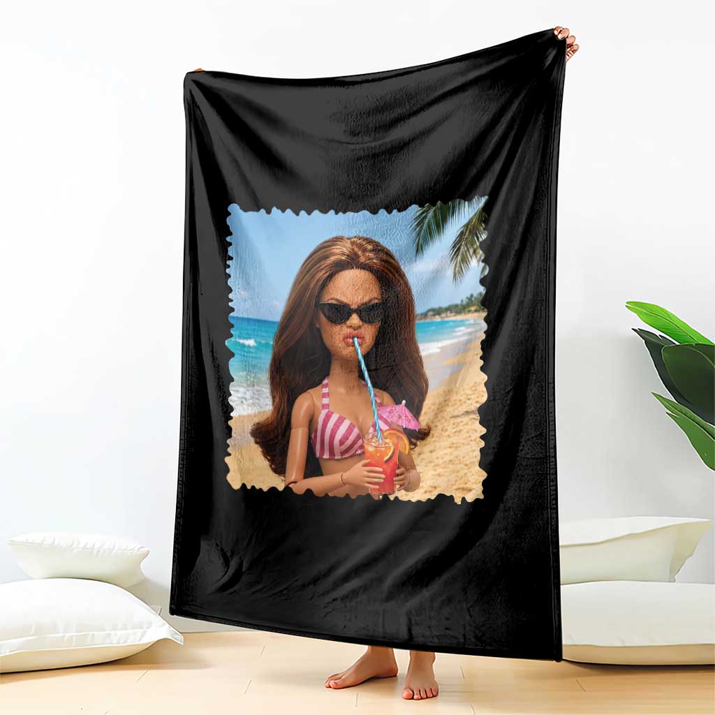 Funny Summer Doll Face Meme Throw Blanket Tropical Beach Party Graphic TS12 Print Your Wear
