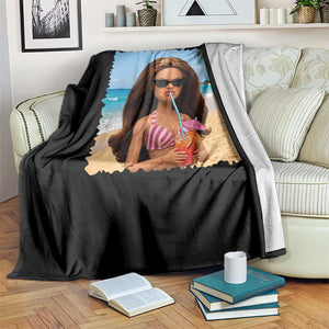 Funny Summer Doll Face Meme Throw Blanket Tropical Beach Party Graphic TS12 Print Your Wear