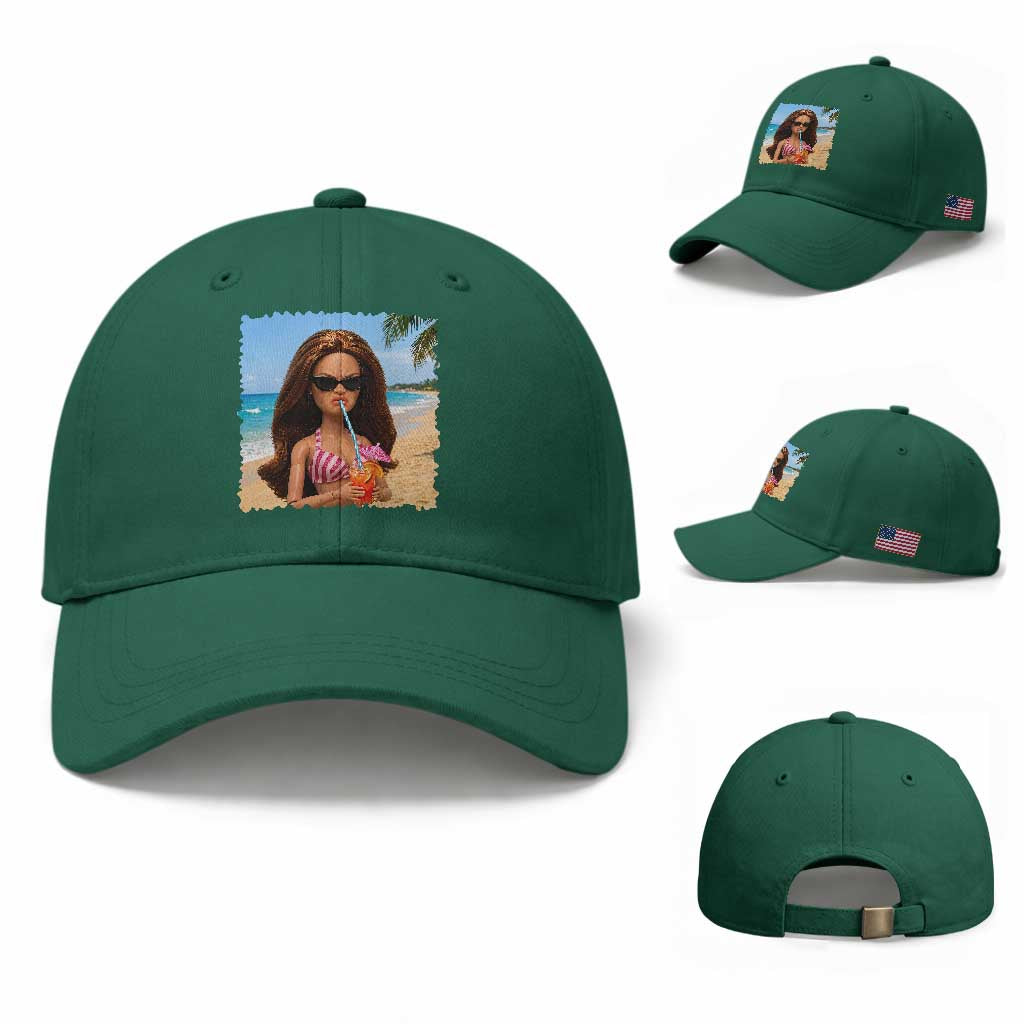 Funny Summer Doll Face Meme Baseball Cap Tropical Beach Party Graphic TS12 Baseball Cap Universal Fit Irish Green Print Your Wear