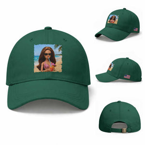 Funny Summer Doll Face Meme Baseball Cap Tropical Beach Party Graphic TS12 Baseball Cap Universal Fit Irish Green Print Your Wear