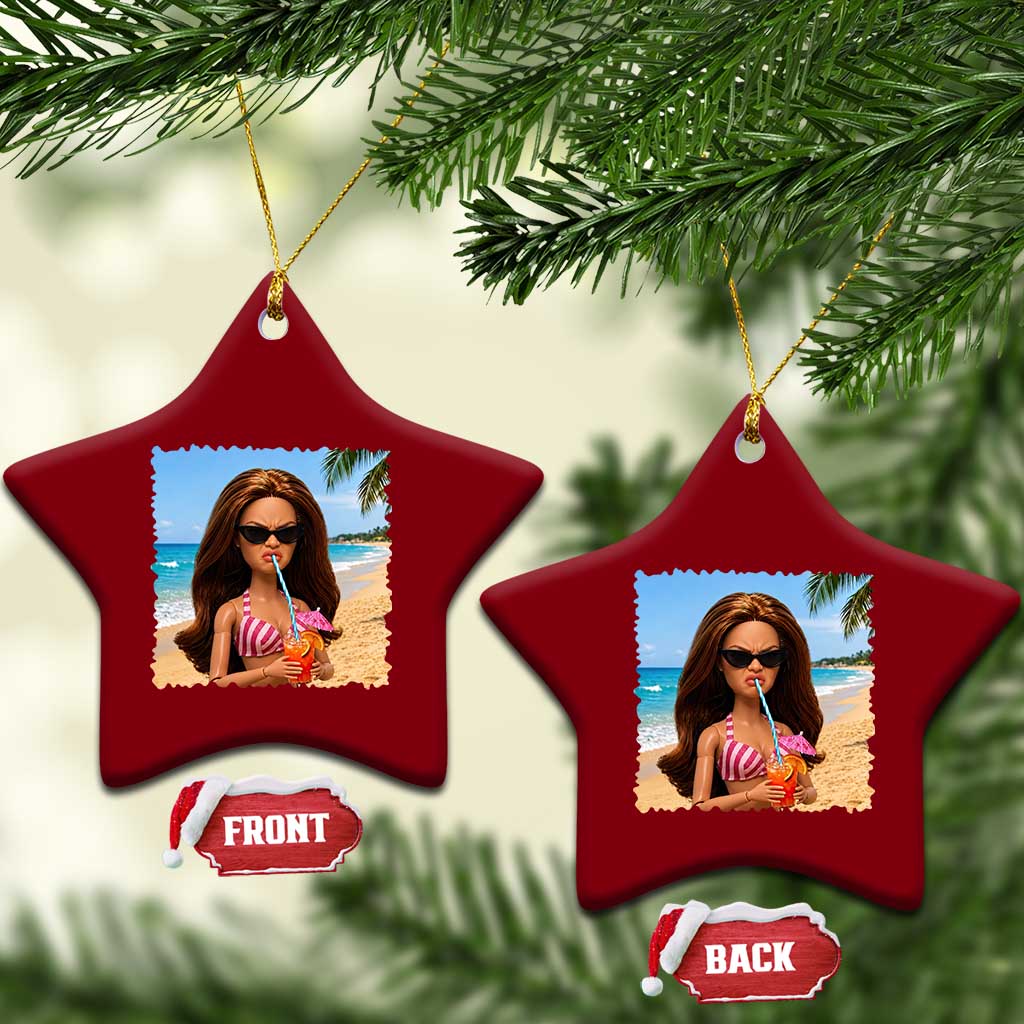 Funny Summer Doll Face Meme Ceramic Ornament Tropical Beach Party Graphic TS12 Print Your Wear