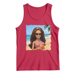 Funny Summer Doll Face Meme Tank Top Tropical Beach Party Graphic TS12 Red Print Your Wear